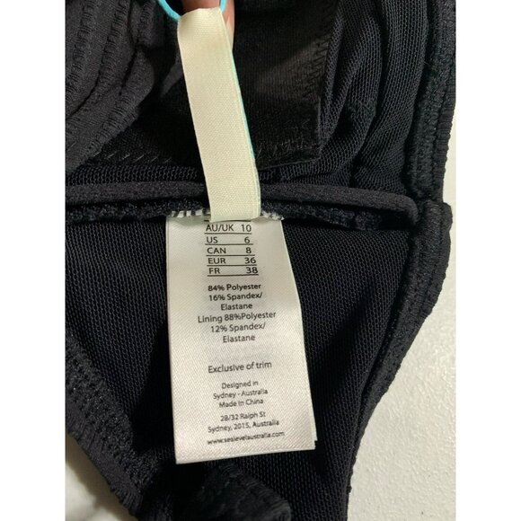 Sea Level Swim Australia Black Spinnaker Cross Front Multifit Bra Top US 6 - Picture 6 of 8